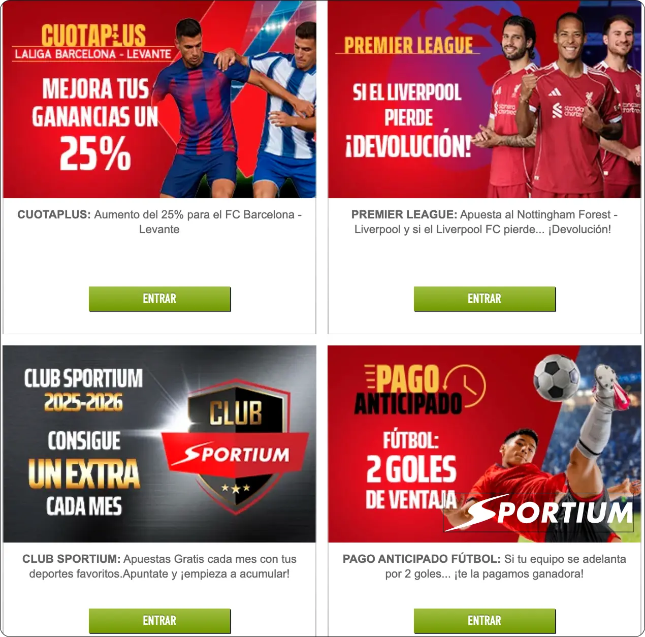 colección promocional y código de registro sportium para bonificaciones